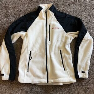 Columbia‎ Women's Fleece Full Zip Jacket White and Black Outdoors Medium
